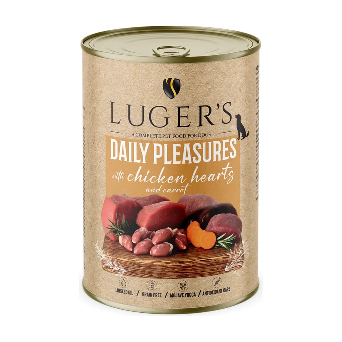 Pâtée chien Luger's Daily Pleasures Cœurs de poulet et carotte, boîte, miniature 1