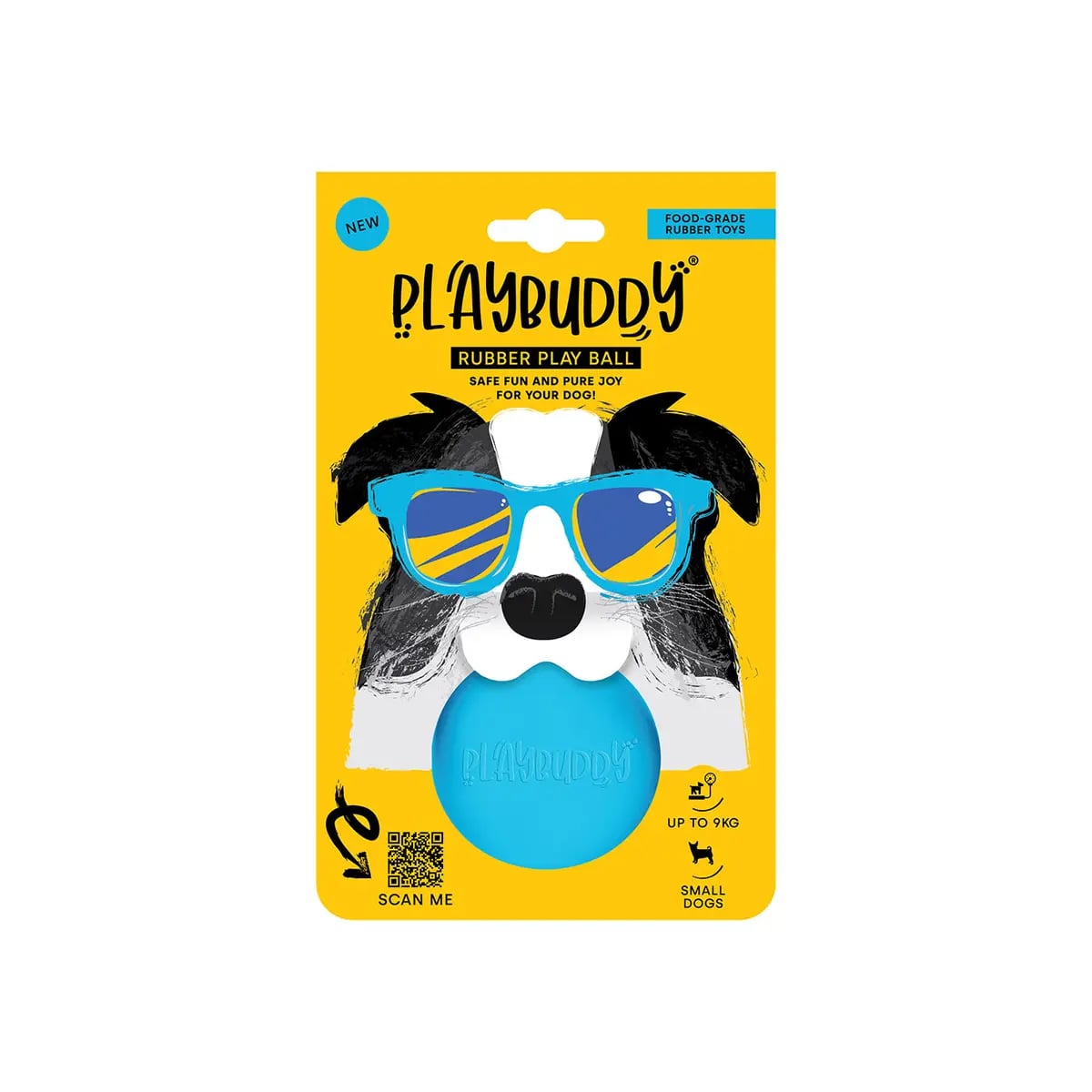 Balle PlayBuddy bleue, jouet ultra résistant pour chien destructeur
