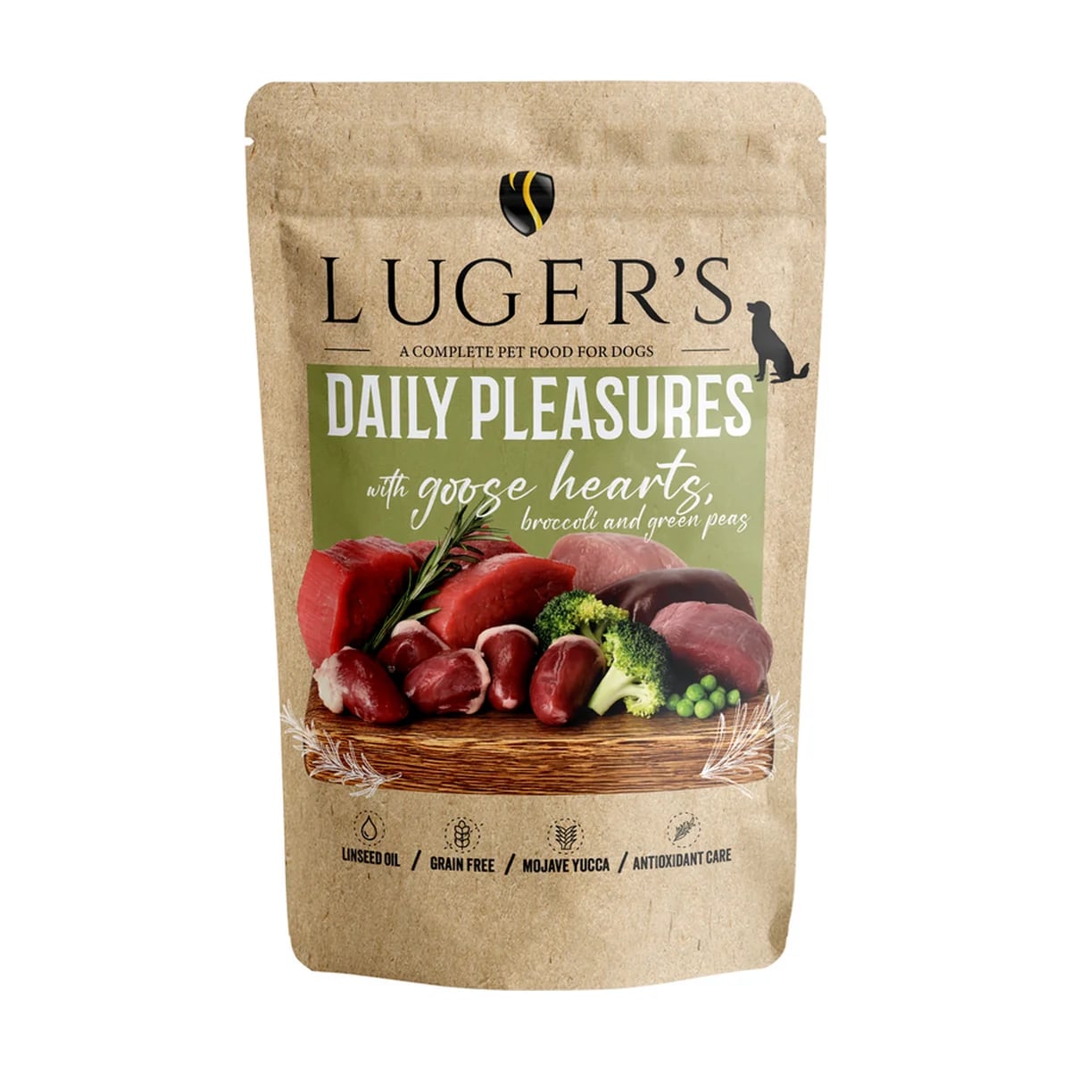 Pâtée chien Luger's Daily Pleasures Oie, brocoli et petits pois, sachet fraîcheur