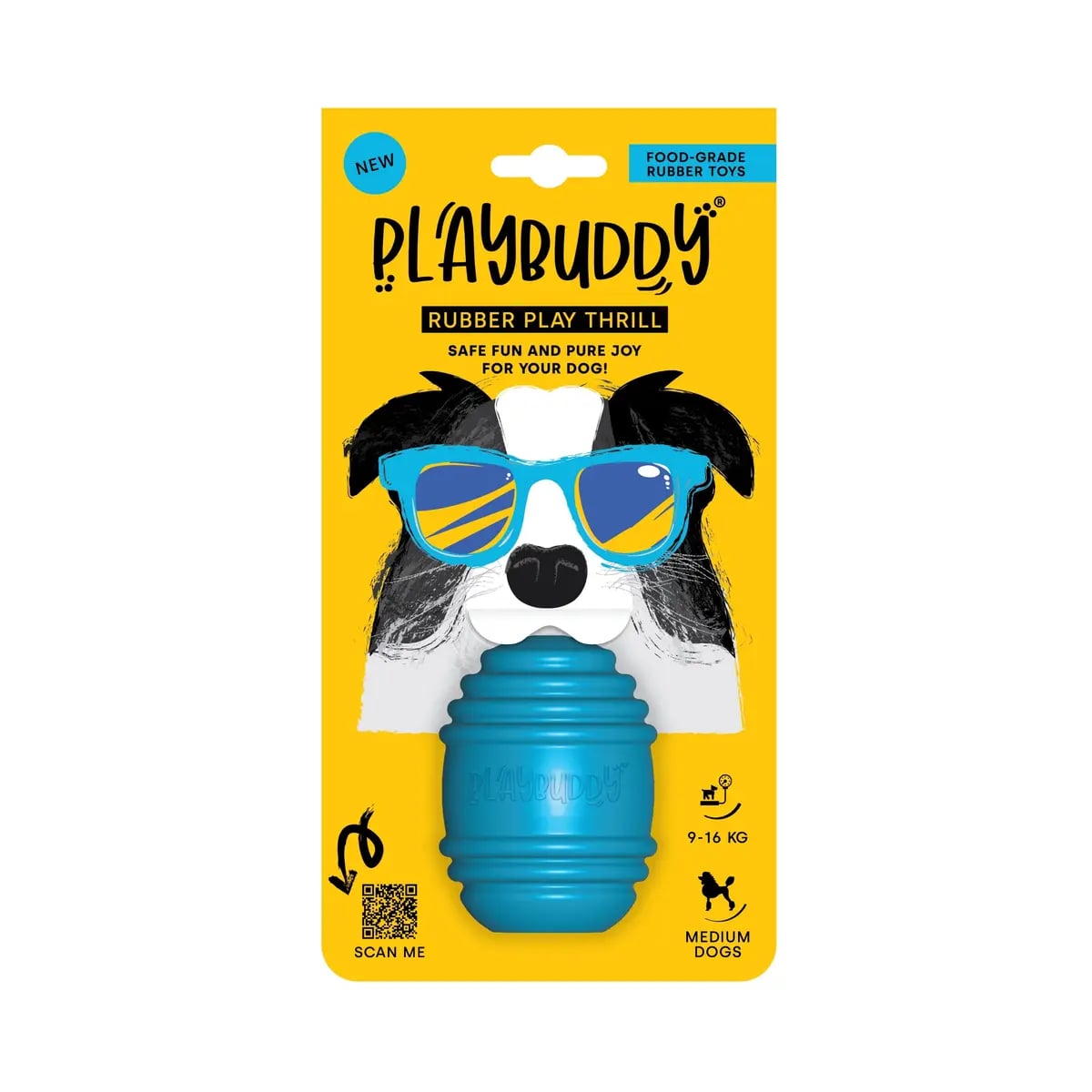 Thrill PlayBuddy bleu, jouet ultra résistant pour gros mâcheur