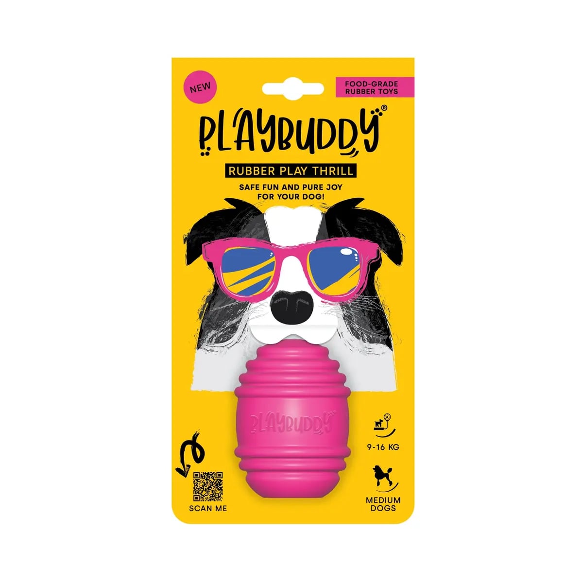 Thrill PlayBuddy rose, jouet ultra résistant pour gros mâcheur