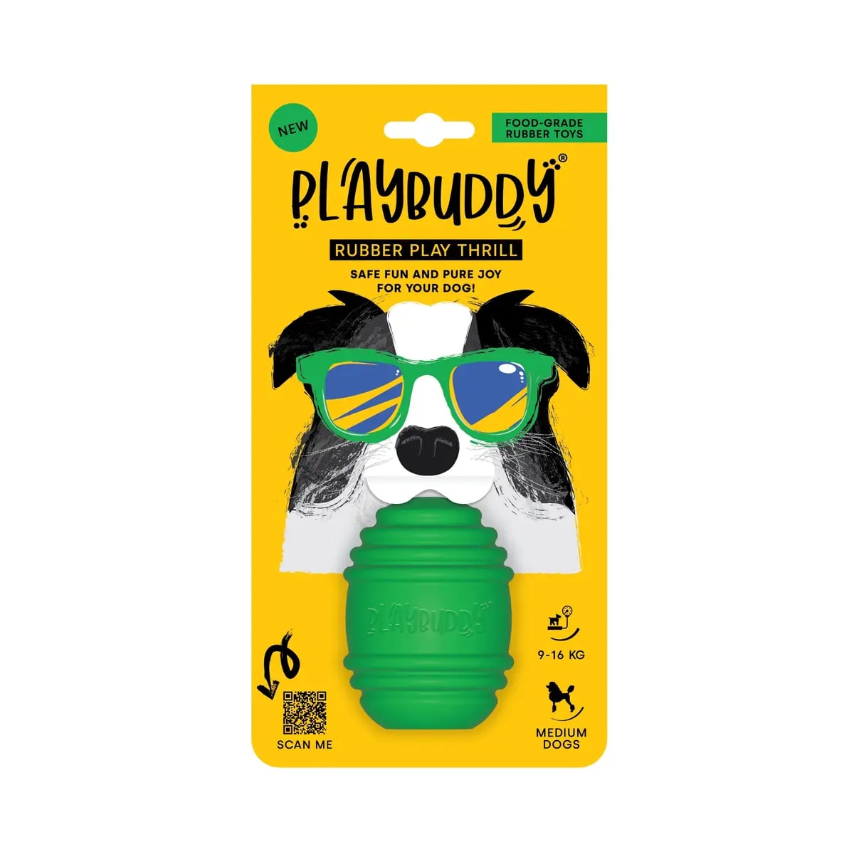 Thrill PlayBuddy vert, jouet ultra résistant pour gros mâcheur