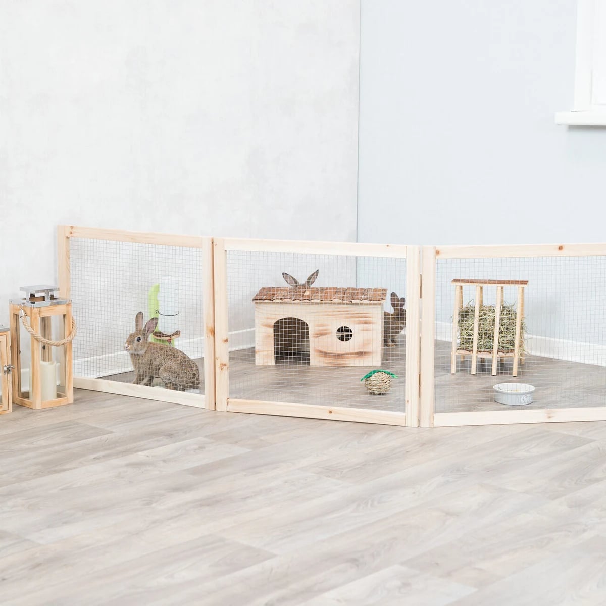 Enclos en bois 4 éléments 60 × 50 cm, Accessoires pour lapin, photo 2 sur 5