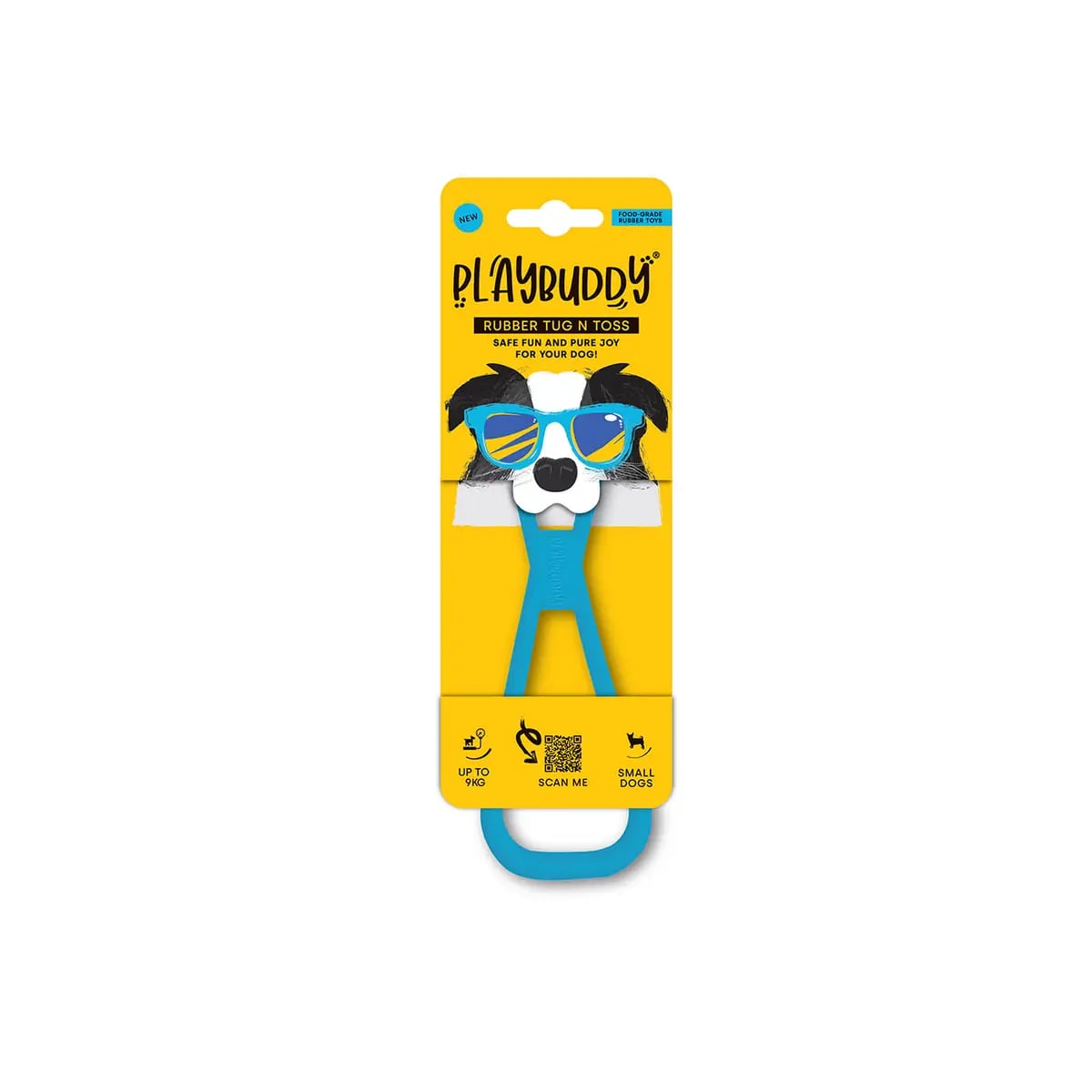 Tug N Toss PlayBuddy bleu, jouet de traction ultra résistant