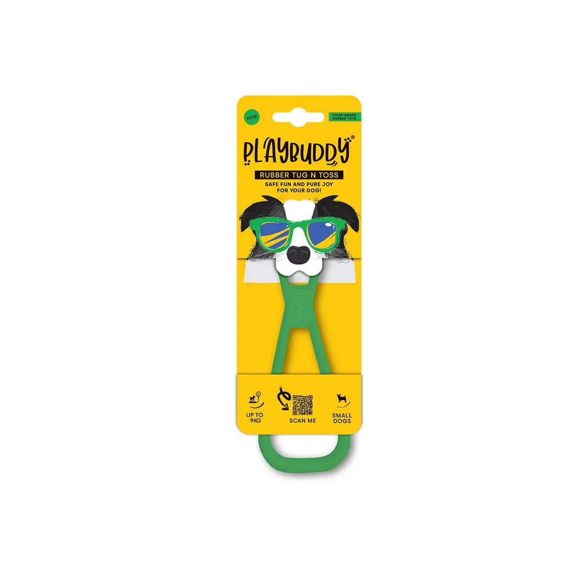 Tug N Toss PlayBuddy vert, jouet de traction ultra résistant