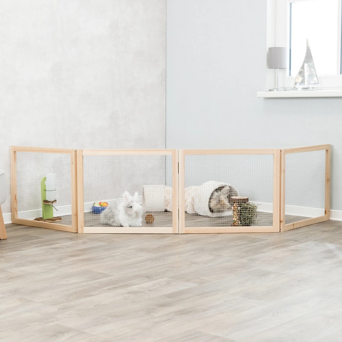 Enclos en bois 4 éléments 60 × 50 cm, Accessoires pour lapin, photo 1 sur 5