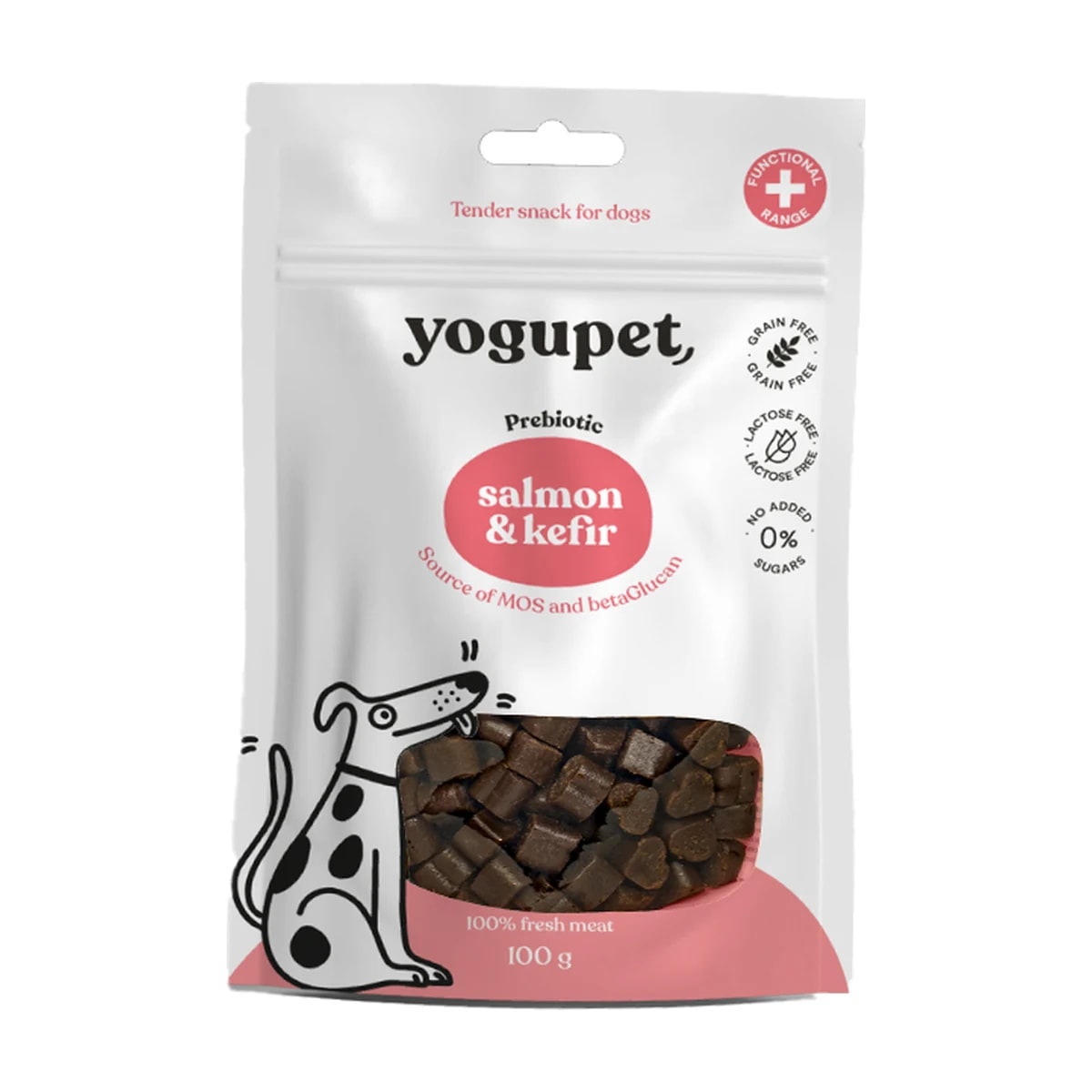 Snack tendre saumon et kéfir pour chien 100G, Friandises pour chien