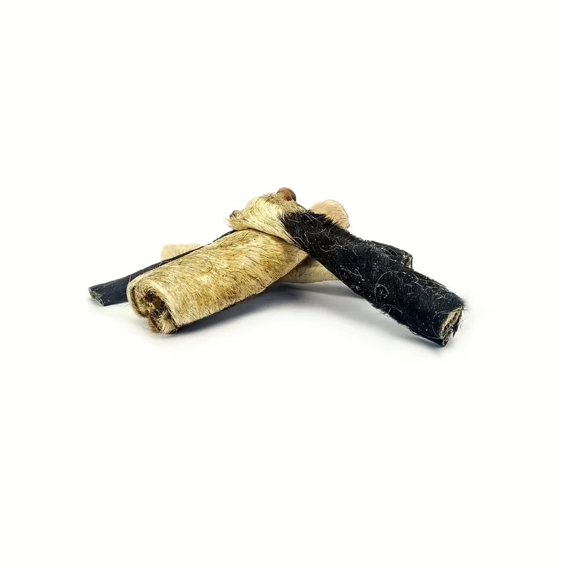 Peau de boeuf 15cm avec poils, Mastication pour chien