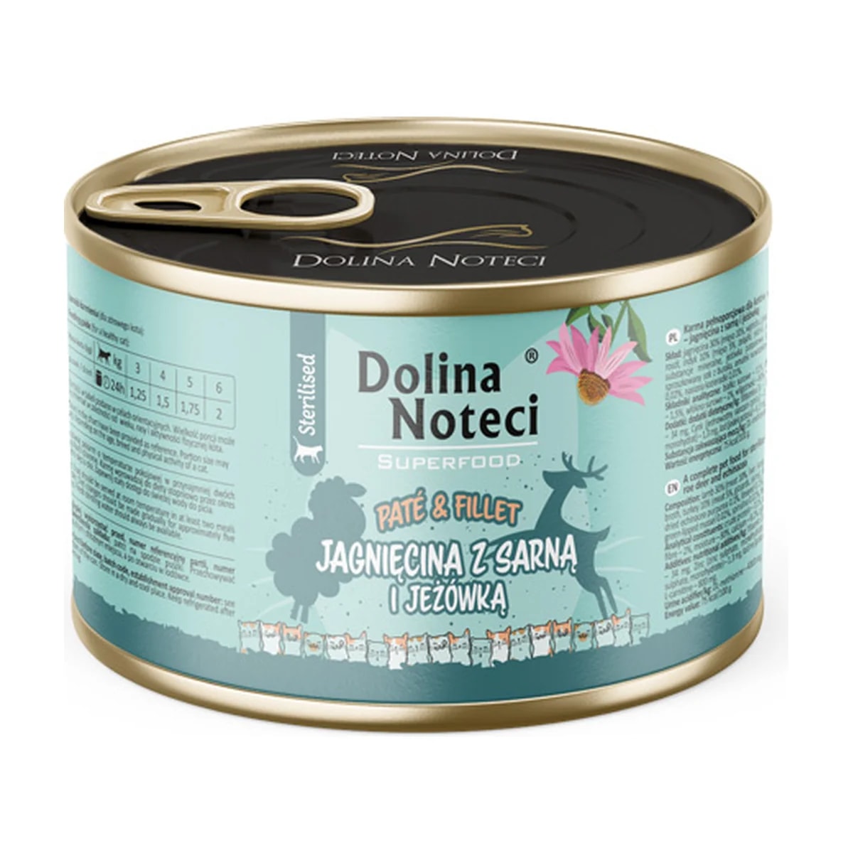 Pâtée chat stérilisé Dolina Noteci Superfood Agneau, chevreuil et échinacée, boîte, Pâtées pour chat