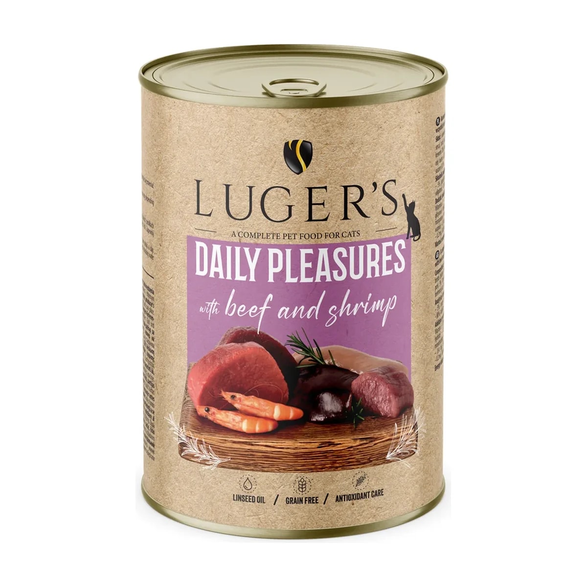 Pâtée chat Luger's Daily Pleasures Bœuf et crevettes, boîte, Pâtées pour chat