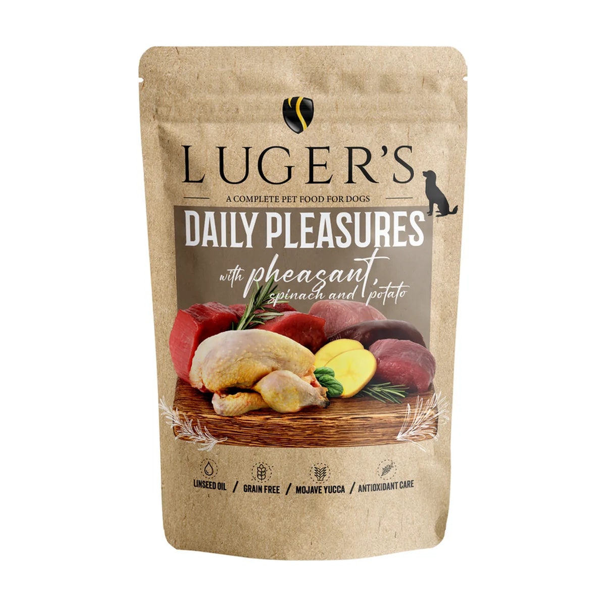 Pâtée chien Luger's Daily Pleasures Faisan, épinards et pomme de terre, sachet fraîcheur, Pâtées pour chien