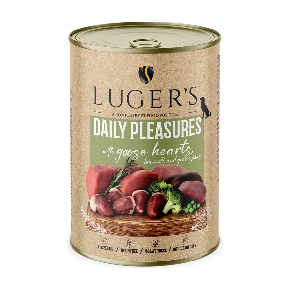 Pâtée chien Luger's Daily Pleasures Oie, brocoli et petits pois, boîte, Pâtées pour chien, photo 1 sur 2
