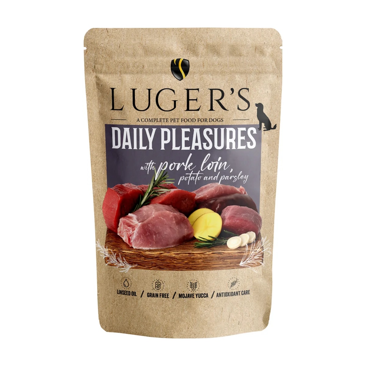 Pâtée chien Luger's Daily Pleasures Porc, pomme de terre et persil, sachet fraîcheur, Pâtées pour chien
