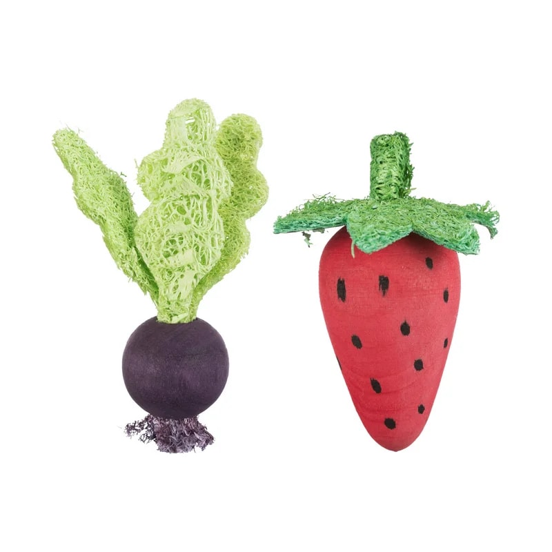 Légumes en bois et luffa, Jouets pour rat