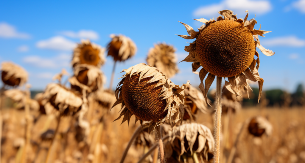 Champ de tournesols prêt à être récolté